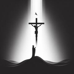 Crucifixion Scene Minimalistic Illustration