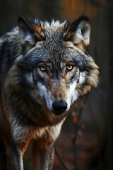 Obraz premium Wolf With Yellow Eyes Staring