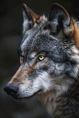 Wolf With Yellow Eyes Staring