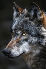 Fototapeta premium Wolf With Yellow Eyes Staring