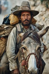 Obraz premium Man Riding on Horseback