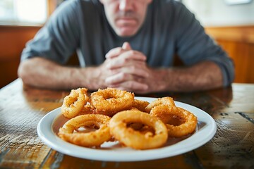 Man Sitting at Table With Plate of Food