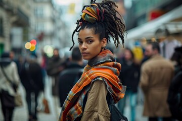 Woman With Dreadlocks on City Street