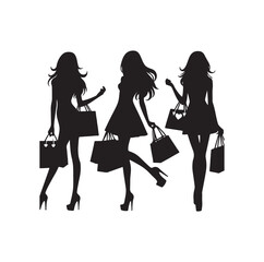 Shopping Girl vector illustration 
silhouette style