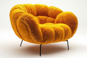 Striking soft plush yellow armchair making a bold statement in contemporary design