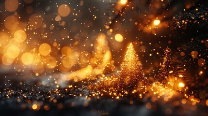 Obraz premium Festive winter wonderland with sparkling lights