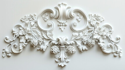 Obraz premium Luxurious entablature design in rococo style on white background 