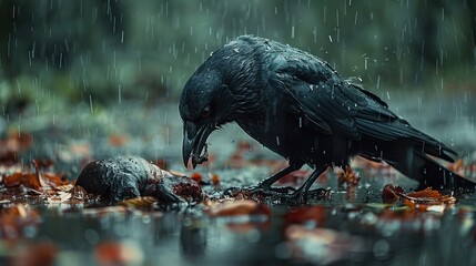 Raven Eating food