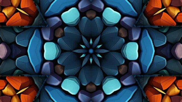 Multicolored flowers in abstraction. Motion. spring concept Kaleidoscope effect in fairly bright colors.