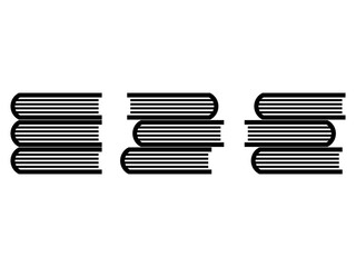 積まれた本の天面ミニマルアイコンセット：黒