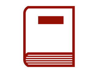 長方形の本のミニマルアイコン：赤