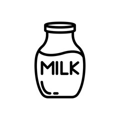 Bottle of milk icon. Drinks icon. Milk icon isolated on white background. Transparent background, minimalist symbol. Vector images