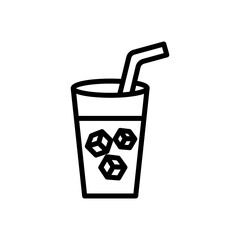 Glass with ice line icon. Drinks icon. Drinks icon isolated on white background. Transparent background, minimalist symbol. Vector images