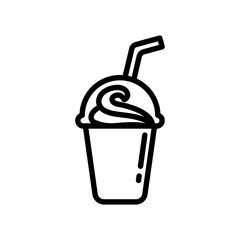 Cup of ice cream line icon. Drinks icon. Ice cream icon isolated on white background. Transparent background, minimalist symbol. Vector images