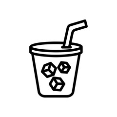 Plastic cup with ice line icon. Drinks icon. Drinks icon isolated on white background. Transparent background, minimalist symbol. Vector images