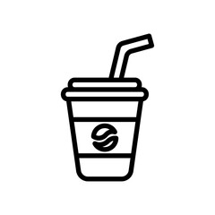 Plastic cup with coffee line icon. Drinks icon. Coffee icon isolated on white background. Transparent background, minimalist symbol. Vector images