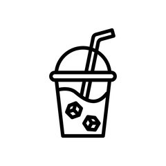 Plastic cup with ice line icon. Drinks icon. Drinks icon isolated on white background. Transparent background, minimalist symbol. Vector images