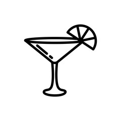 Orange juice in the glass line icon. Drinks icon. Juice icon isolated on white background. Transparent background, minimalist symbol. Vector images