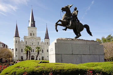 Jackson Square and  St Louis cathedral in the French Quarter, New Orleans