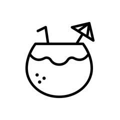 Coconut drink line icon. Drinks icon. Drinks icon isolated on white background. Transparent background, minimalist symbol. Vector images