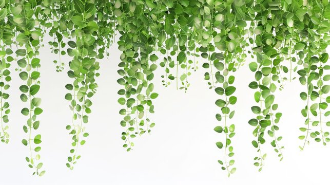 delicate phyllanthus cochinchinensis leaves hanging on white background 3d illustration