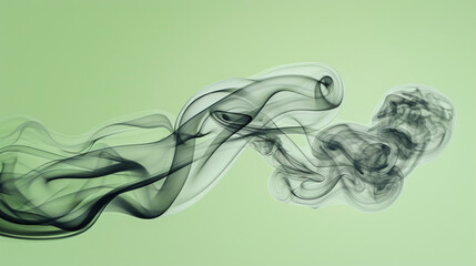 Gray smoke element isolated on green background 