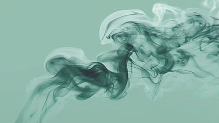 Gray smoke element isolated on green background 