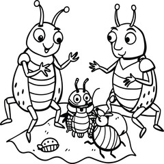 The beetle bug is an insect. A black and white coloring book. coloring pages for children. Insect coloring pages