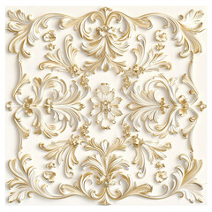Luxurious acroteria design in rococo style on a white background