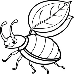 The beetle bug is an insect. A black and white coloring book. coloring pages for children. Insect coloring pages