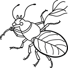 The beetle bug is an insect. A black and white coloring book. coloring pages for children. Insect coloring pages