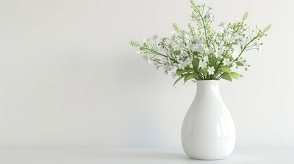 elegant flower vase with delicate blooms white background 3d illustration
