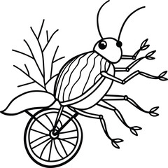 The beetle bug is an insect. A black and white coloring book. coloring pages for children. Insect coloring pages