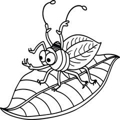 The beetle bug is an insect. A black and white coloring book. coloring pages for children. Insect coloring pages