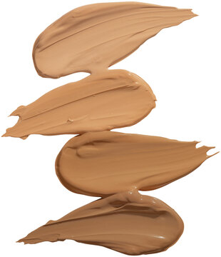 Makeup foundation, beige concealer swatch smudge smear on transparent background. BB CC cream texture