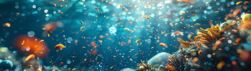 Underwater world full of vibrant coral and exotic fish.