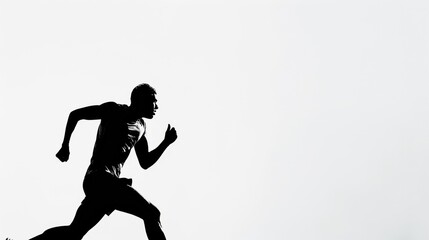 A man is running on a white background