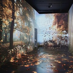A photographer captures images that change seasonally when viewed, blending art with interactive technology in a unique exhibition, perfect for an art gallery promotional banner