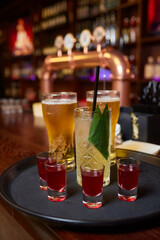 Barware and drinkware for an apritif or cocktail at a drinking establishment