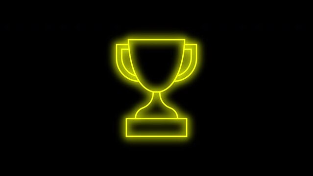 Yellow neon trophy cup blink animation