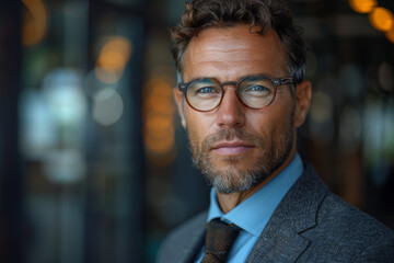 Obraz premium A professional portrait highlighting the discipline and focus of a driven business leader. Concept of determination and goal-oriented mindset. Generative Ai.