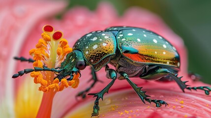 Naklejka premium beetle on a leaf