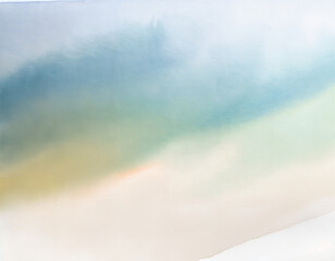 watercolor background with teal, blue and yellow gold streaks, watercolour wash, ocean, design, unity