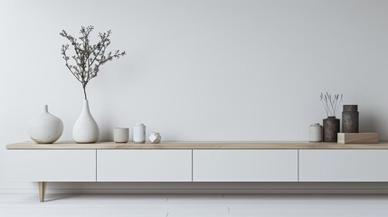 Minimalist cabinet displayed against a pure white background, highlighting the simple structure and contemporary style