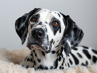 Dalmatian Dog Grey Background