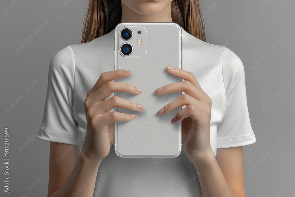 Poster isolated blank white smartphone with an empty display screen, perfect for showcasing app designs or 