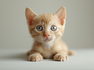 Little Sphynx Cat Kitten on Beige Background