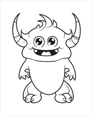 Monster Coloring Pages, Monster vector, Monster illustration, Doctors Coloring Book, Monster Coloring Book For Kids, Monster Coloring Pages, Cute Monster Coloring Book For Kids, Cute Monster.