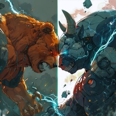 Financial market, bear vs bull.