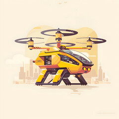 Drone taxi flat styleillustrationn
